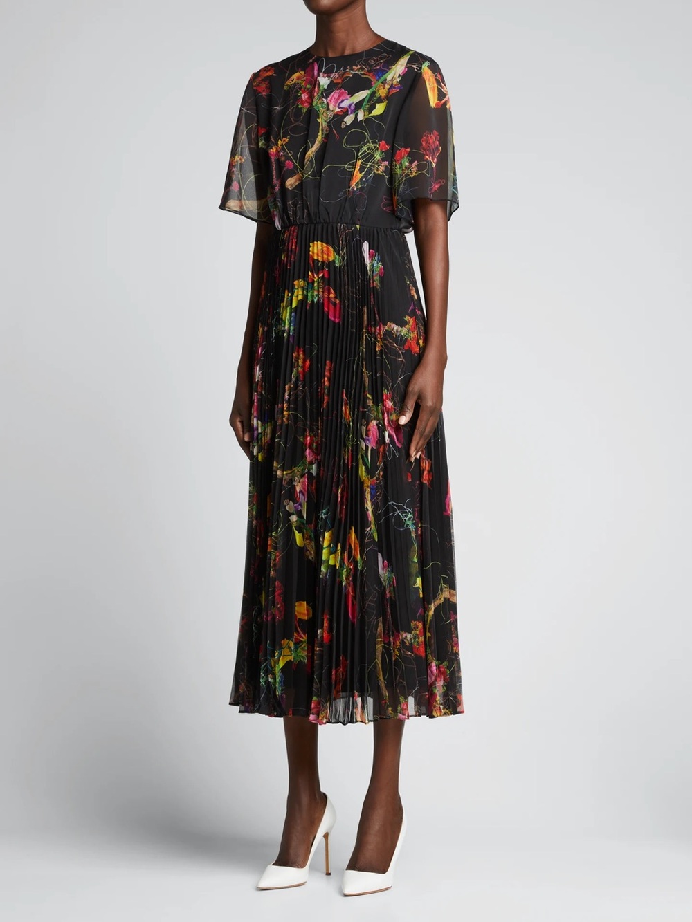 Jason Wu Collection Floral Print Pleated Midi Dress Women's Size 6